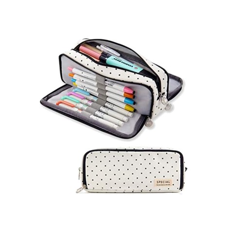 Polka dot black canvas pencil - dot,